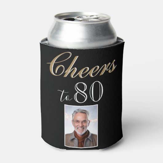 Proost op 80 foto 80ste verjaardag blikjeskoeler (Blikje Voorkant)