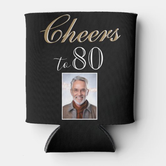 Proost op 80 foto 80ste verjaardag blikjeskoeler (Voorkant)