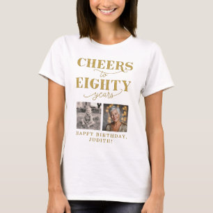 Proost op 80 Jaar 2 Foto 80ste Verjaardag T-shirt
