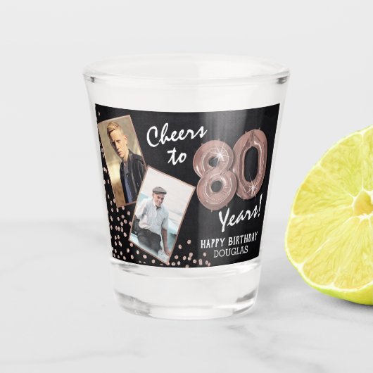 Proost op 80 Jaar 2 Foto Shot Glas (Voorkant)