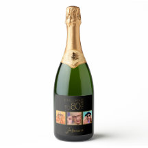 Proost op 80 jaar 3 foto's Zwart Goud Elegant
