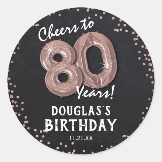 Proost op 80 jaar! 80ste verjaardag ronde sticker (Voorkant)