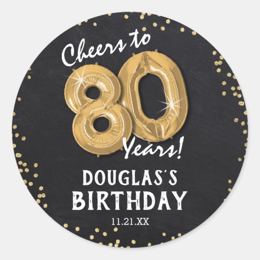 Proost op 80 jaar! 80ste verjaardag ronde sticker (Voorkant)