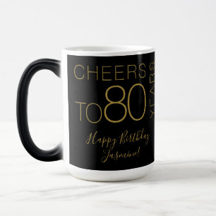 Proost op 80 jaar Black Gold Elegante Verjaardag Magische Mok