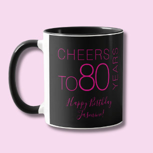 Proost op 80 jaar Black Pink Elegante Verjaardag Mok