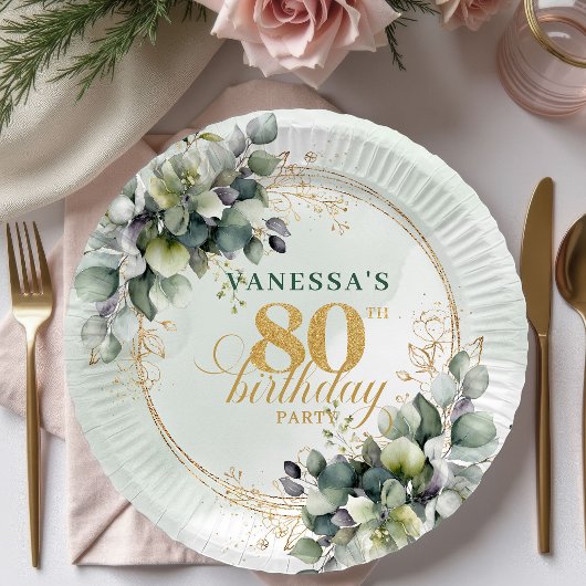 Proost op 80 Jaar Boheemse Eucalyptus Gouden Bord
