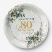 Proost op 80 Jaar Boheemse Eucalyptus Gouden Bord (Voorkant)