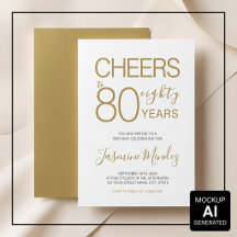 Proost op 80 jaar Elegante Gouden Witte Verjaardag