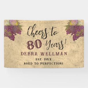 Proost op 80 Jaar Elegante Wijngaard Wijn Verjaard Spandoek