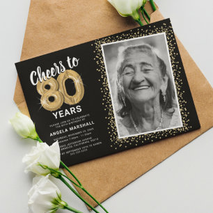 Proost op 80 Jaar Foto Verjaardagsuitnodiging Kaart