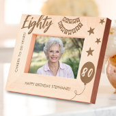 Proost op 80 jaar gelukkige verjaardag gegraveerde lijstjes