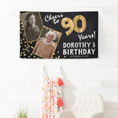 Proost op 80 jaar Gold 2 Foto Verjaardag Spandoek (Insitu)