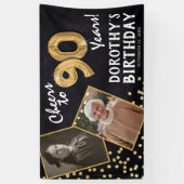 Proost op 80 jaar Gold 2 Foto Verjaardag Spandoek (Verticaal)
