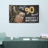 Proost op 80 Jaar Goud 2 Foto Verjaardag Spandoek (Beurs)