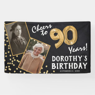 Proost op 80 Jaar Goud 2 Foto Verjaardag  Spandoek