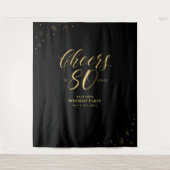 Proost op 80 jaar | Goud & Zwart Verjaardagsfeest Wandkleed (Voorkant)