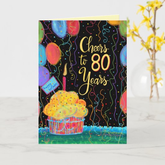 Proost op 80 jaar kaart (Gele Bloem)