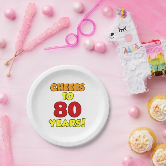 Proost op 80 jaar kleurrijke partij papier Bord (Feest)