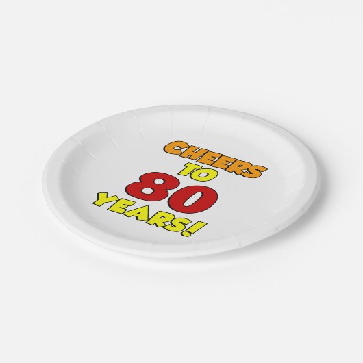 Proost op 80 jaar kleurrijke partij papier Bord (Gekanteld)