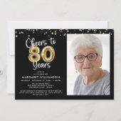 Proost op 80 jaar Photo Script Balloon Confetti Kaart (Voorkant)