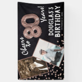 Proost op 80 jaar Roos Gold 2 Foto Verjaardag Spandoek (Verticaal)