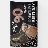 Proost op 80 jaar Roos Gold 2 Foto Verjaardag Spandoek (Verticaal)