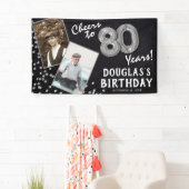 Proost op 80 jaar Silver 2 Foto Verjaardag Spandoek (Insitu)