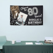 Proost op 80 jaar Silver 2 Foto Verjaardag Spandoek (Beurs)