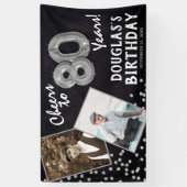 Proost op 80 jaar Silver 2 Foto Verjaardag Spandoek (Verticaal)