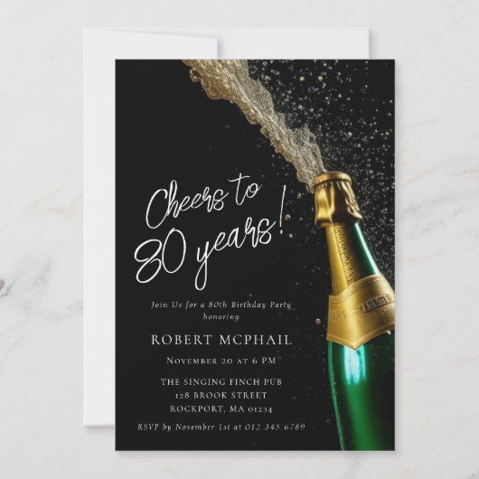 Proost op 80 jaar Verjaardag champagnefles Kaart (Voorkant)