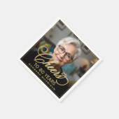 Proost op 80 Jaar Verjaardag Foto Goud Zwart Servet (Hoek)