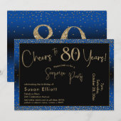 Proost op 80 jaar Verrassing Verjaardag Gold & Blu Kaart (Voorkant / Achterkant)