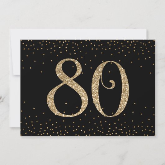 Proost op 80 jaar Verrassing Verjaardag Goud & Zwa Kaart (Achterkant)