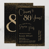 Proost op 80 jaar Verrassingsfeestje Zwart Kaart (Voorkant / Achterkant)
