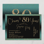 Proost op 80 jaar Verrassingsverjaardag Blauwgroen Kaart (Voorkant / Achterkant)