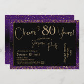 Proost op 80 jaar Verrassingsverjaardag, Paarse Kaart (Voorkant / Achterkant)