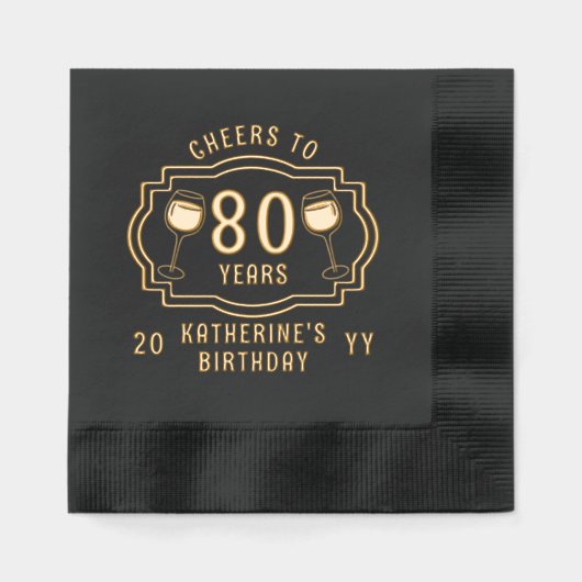 Proost op 80 jaar wijnglazen Verjaardagsnaam Folie Servetten (Voorkant)