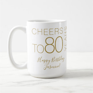 Proost op 80 jaar Wit Goud Elegante Verjaardag Koffiemok