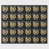 Proost op 80 jaar zwarte gouden verjaardag cadeaupapier (Vlak)