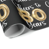 Proost op 80 jaar zwarte gouden verjaardag cadeaupapier (Rol Hoek)