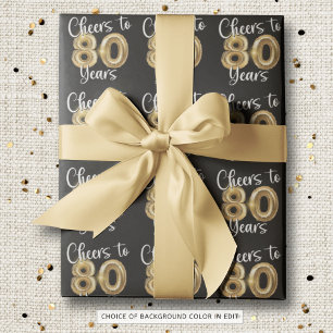 Proost op 80 jaar zwarte gouden verjaardag cadeaupapier