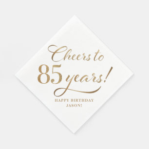 Proost op 85 verjaardag Glitter wit en goud Servet