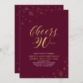 Proost op 90 Gold & Bourgondië 90ste verjaardagsfe Kaart (Voorkant / Achterkant)