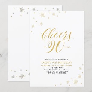 Proost op 90   Gouden & Witte 90ste Verjaardagsfee Kaart