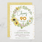 Proost op 90 jaar 90e verjaardag van Sunflower Lad Kaart (Voorkant / Achterkant)