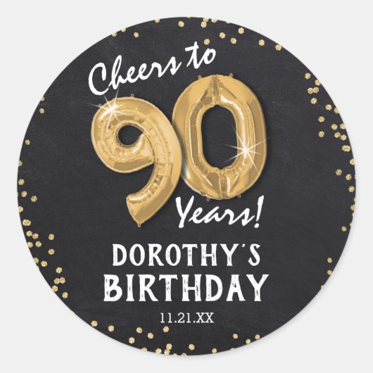 Proost op 90 Jaar! 90ste verjaardag Ronde Sticker (Voorkant)