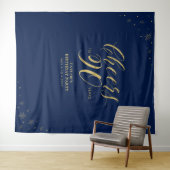 Proost op 90 jaar, Gold & Navy 90 Verjaardagsfeest Wandkleed (In Situ (horizontaal))