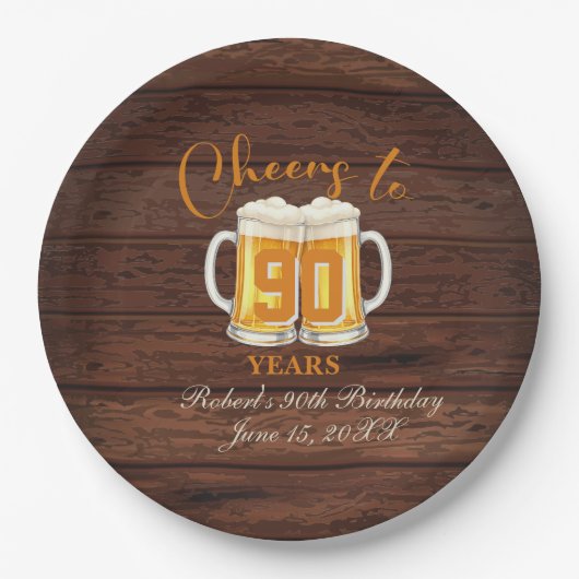 Proost op 90 Jaar Papieren Bordje (Voorkant)
