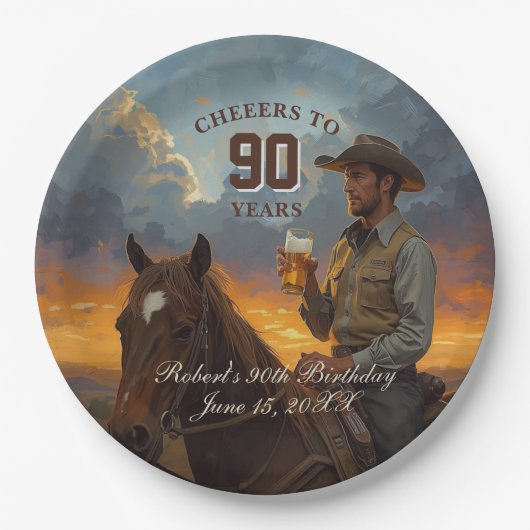 Proost op 90 Jaar Papieren Bordje (Voorkant)