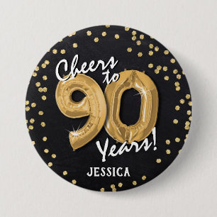 Proost op 90 jaar ronde button 7,6 cm